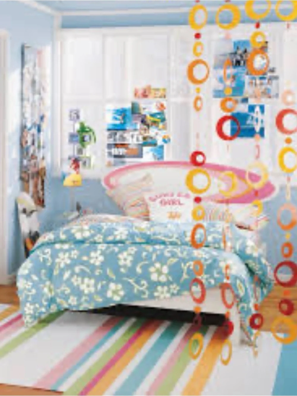 Vintage Y2K PB Teen Wahine Hibiscus and Stripe Full Size Duvet Cover